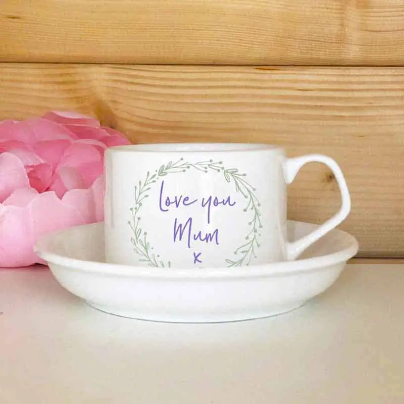 Mothers Day Vintage Tea Cup & Saucer A Mothers Love Warms The Heart 